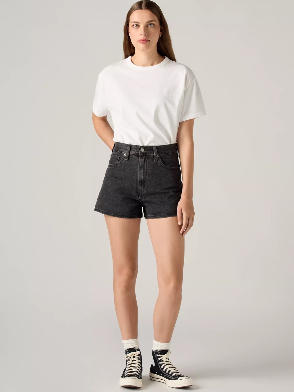 Levi's Black High Waisted Mom Shorts - Picture 2 of 4